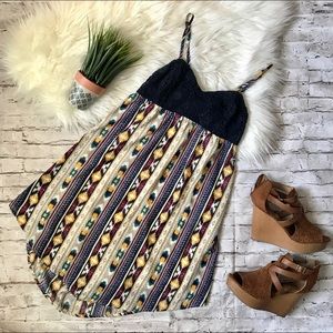 Tribal print open back dress
